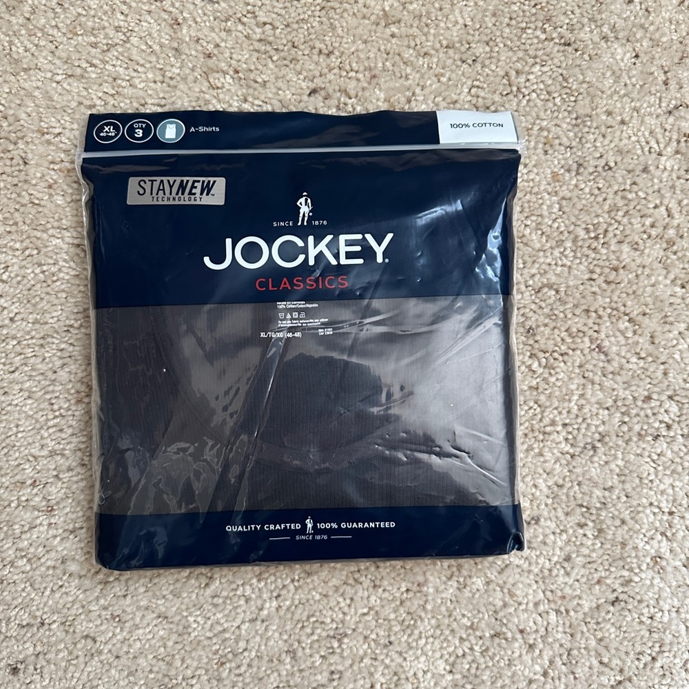 Jockey StayNew Black A-Shirts - Pack of 3. NWT (289,313,315)